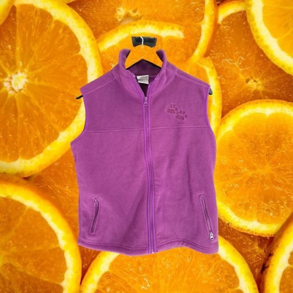 PURPLE The Animal Rescue Paw Print Fleece Vest Size Small